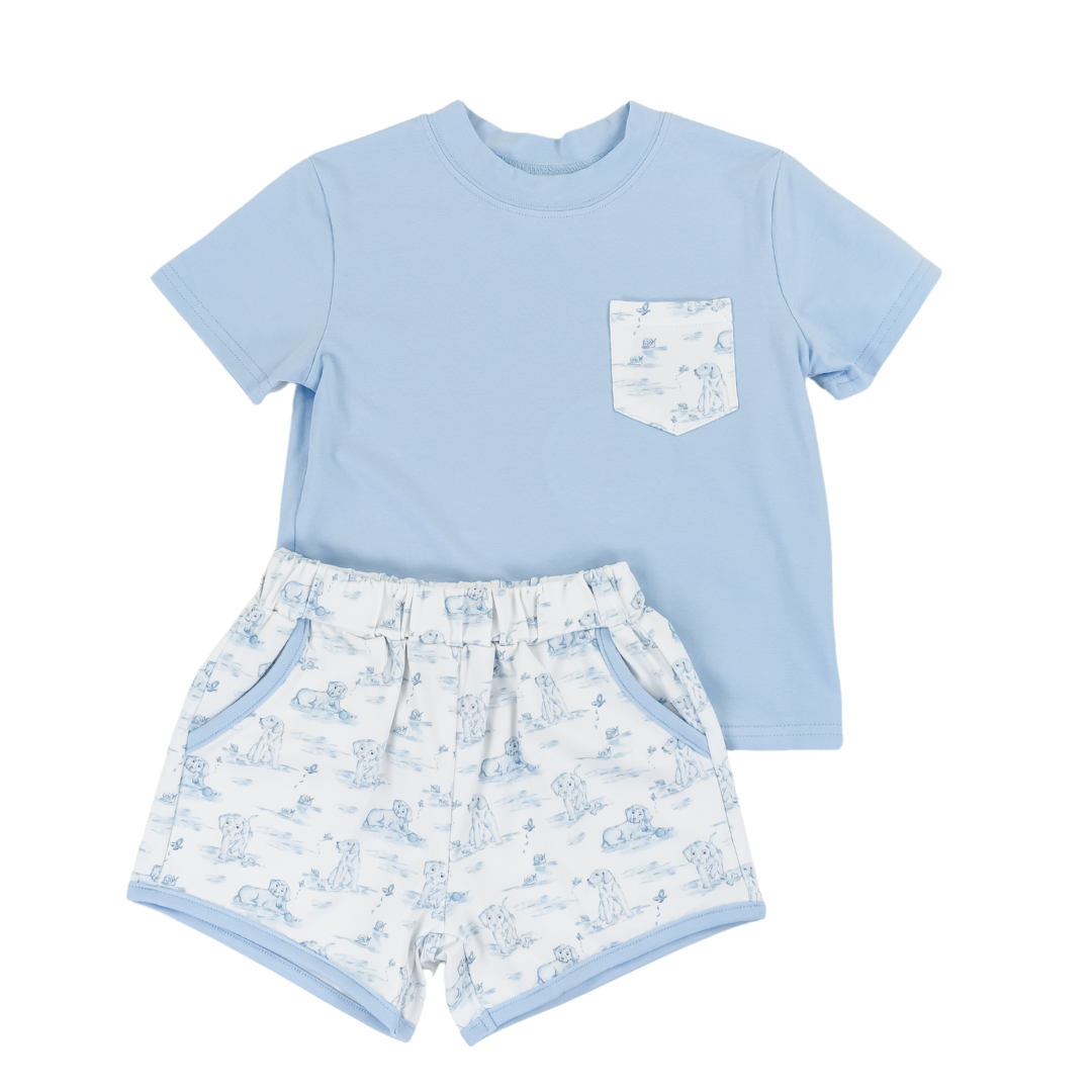 Cypress Row Snips & Snails Short Set-Blue