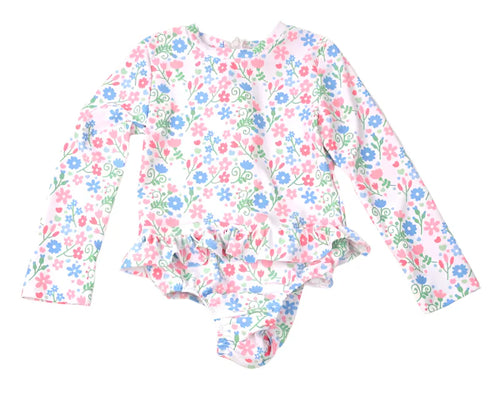 Funtasia Flower Print Rash Guard Swimsuit