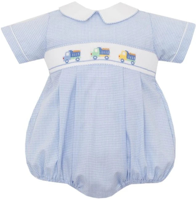 Petit Bebe Dump Truck Blue Gingham Bubble