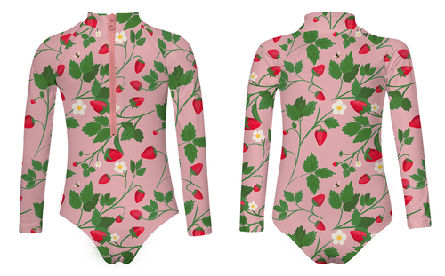 Pepita & Me Red Strawberries Rash Guard Swimsuit