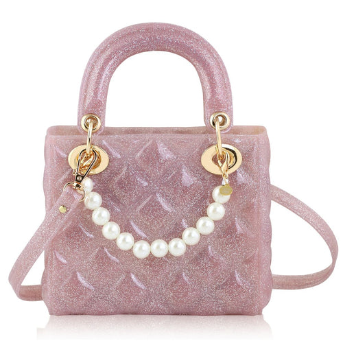 Carrying Kind Pink Sparkle Purse w/ Pearl Detail