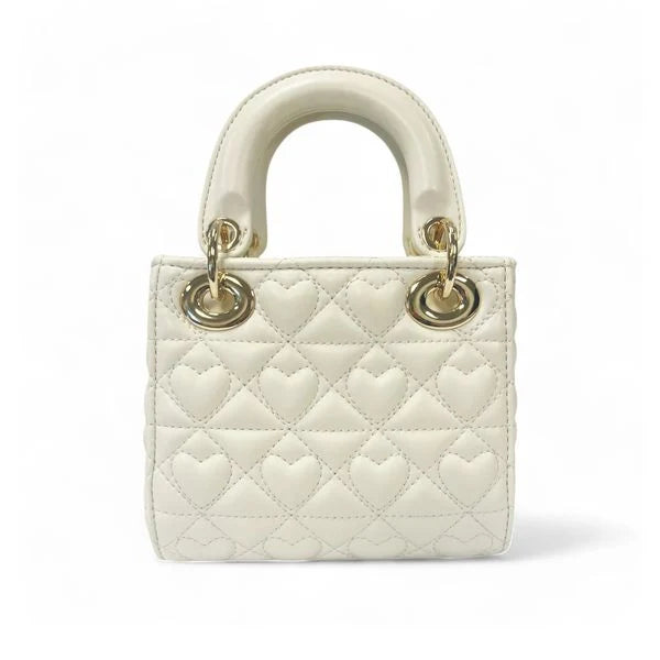Heart Quilted Bag-Ivory