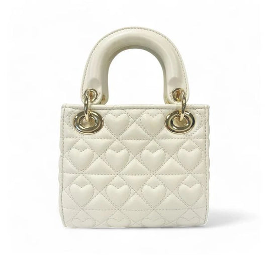 Heart Quilted Bag-Ivory