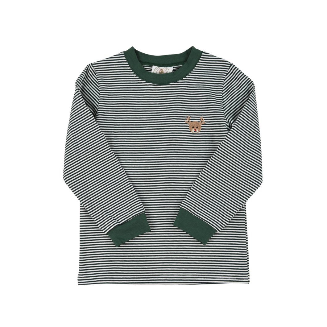 Cypress Row Reindeer L/S Tee-Green Stripe