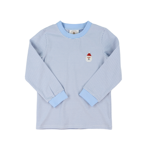 Cypress Row Santa L/S Tee-Lt. Blue Stripe