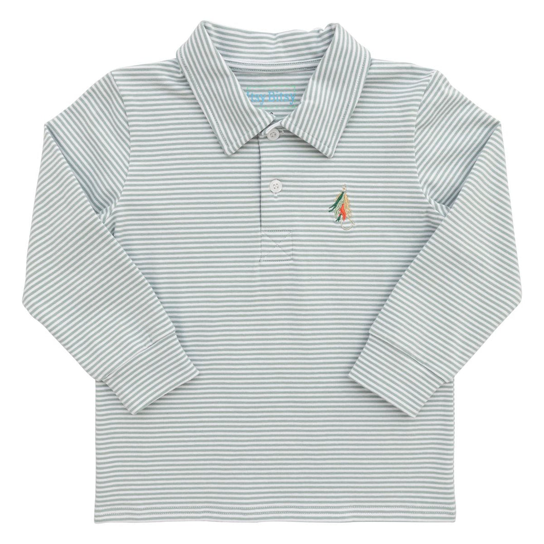 Itsy Bitsy Lures L/S Polo-Grey Stripe