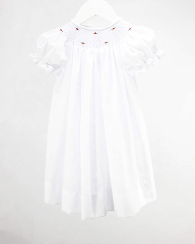 Baby Blessings White Ellie Smocked Dress-Mistletoe