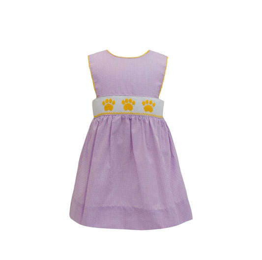 Krewe Kids Lavender Tiger Paw Smocked Sundress