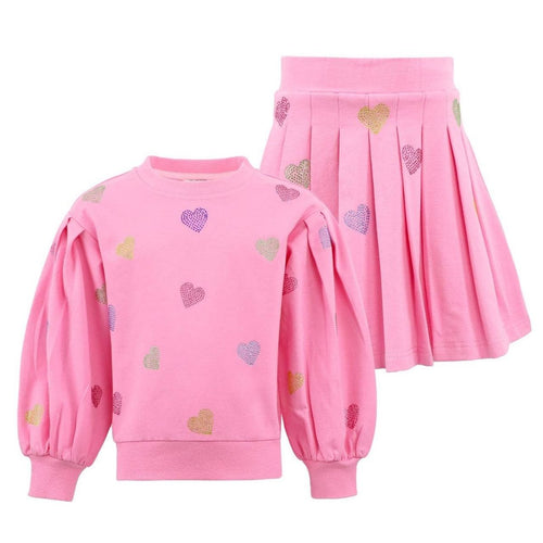Lola & The Boys Pink Sparkle Hearts Skirt Set