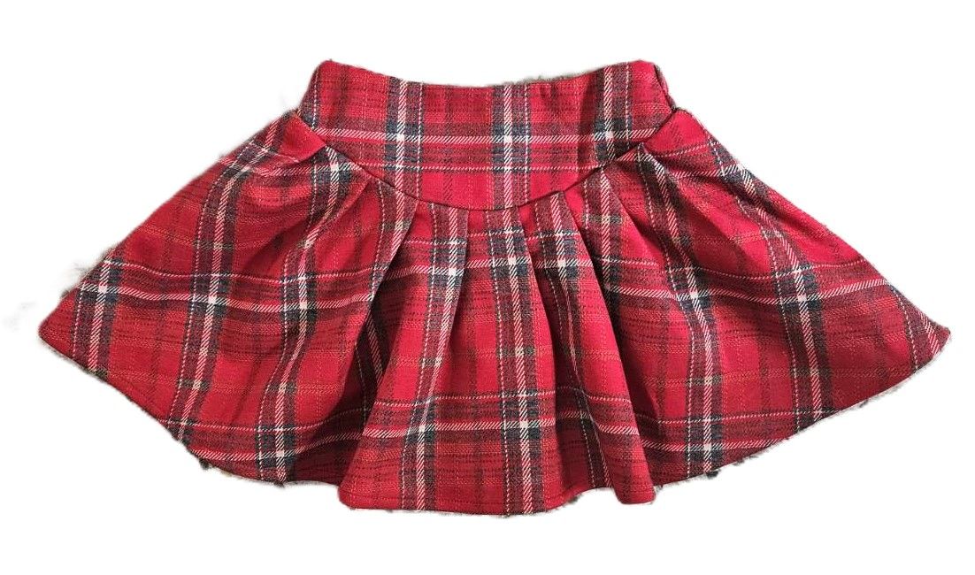 ML Kids Plaid Pleated Skort-Red