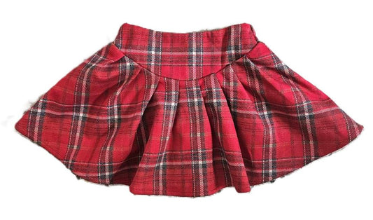 ML Kids Plaid Pleated Skort-Red