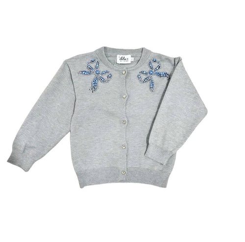 Lola & The Boys Blue Gems Bow Cardigan