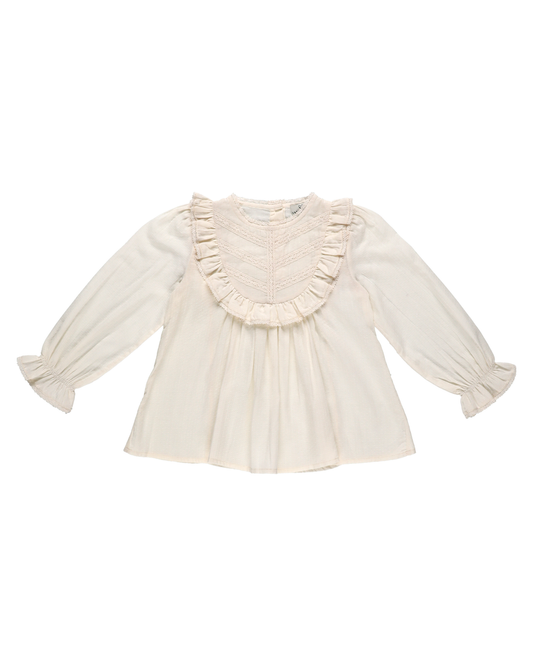Early Sunday Lauren L/S Ruffled Yoke Blouse-Ecru