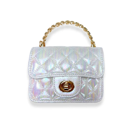 Shiny Quilted Purse-Ivory