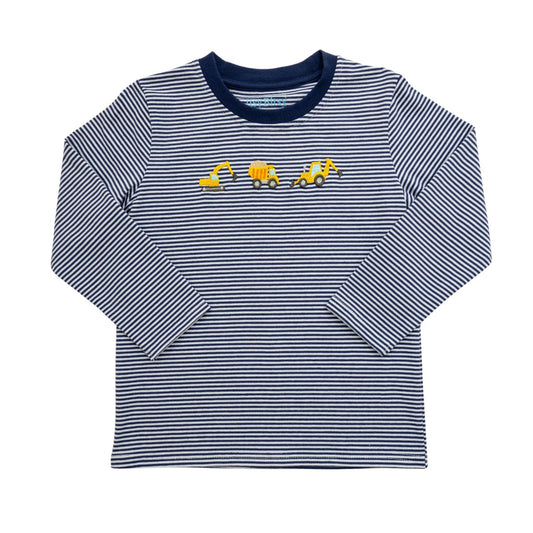 Itsy Bitsy Navy Stripe Construction L/S Tee