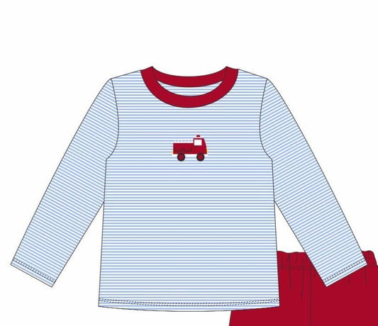 Itsy Bitsy Blue Stripe Firetruck L/S Tee