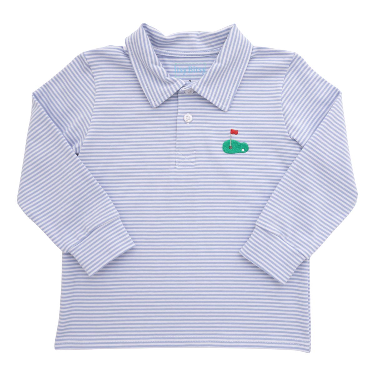 Itsy Bitsy Blue Stripe L/S Golf Polo