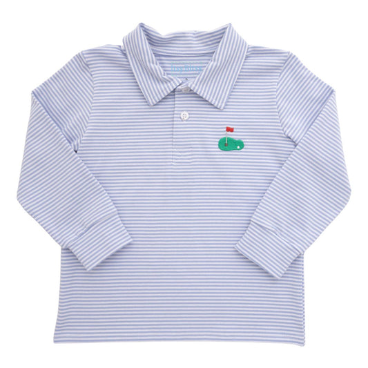 Itsy Bitsy Blue Stripe L/S Golf Polo
