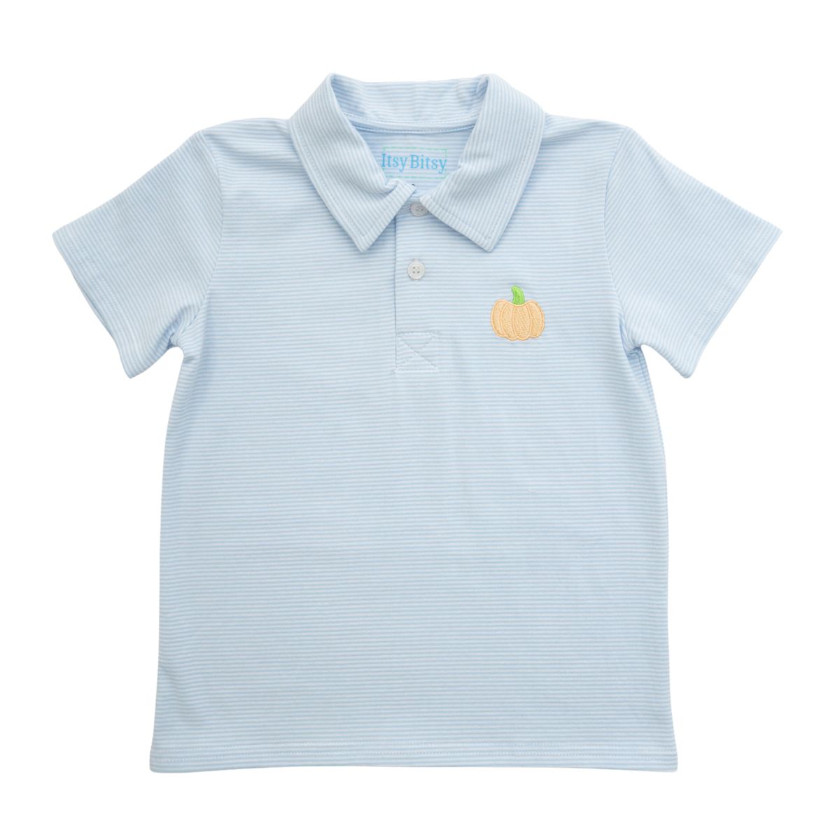 Itsy Bitsy Light Blue Stripe Pumpkin Polo