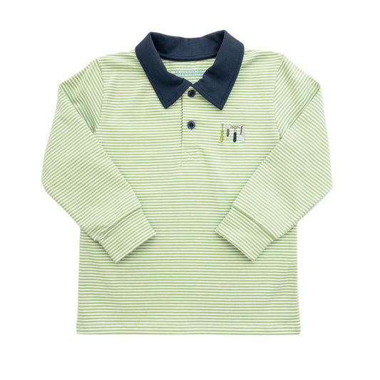 Itsy Bitsy Green Stripe Tools Polo