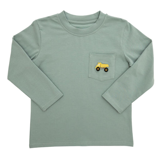 Itsy Bitsy Green Dump Truck Pocket L/S Tee