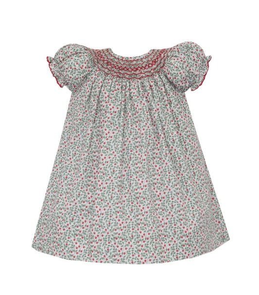 Sophia Holiday Print S/S Bishop Dress