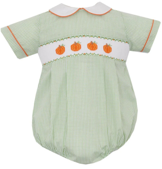 Petit Bebe Pumpkin Boys Green Check Bubble