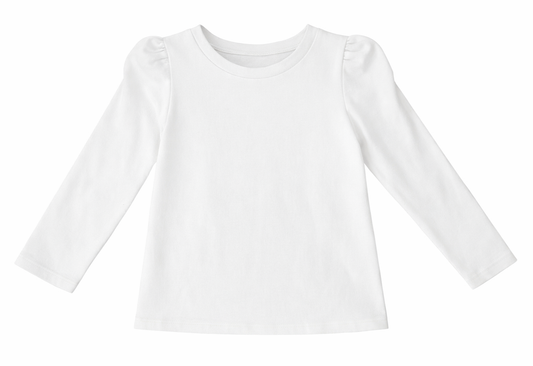 ML Kids Puff Shoulder L/S  Basic Top-White