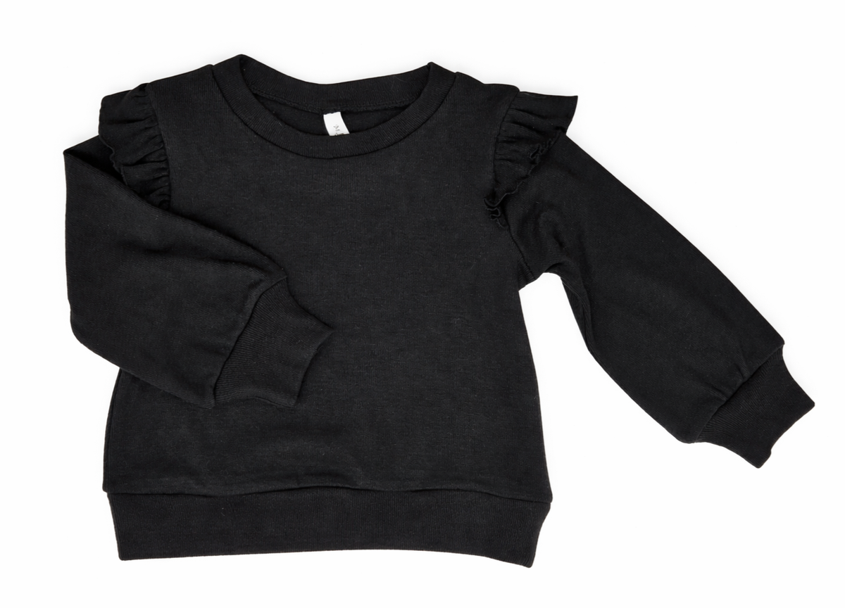 ML Kids Ruffle Shoulder Sweater-Black