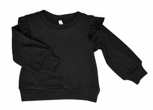 ML Kids Ruffle Shoulder Sweater-Black