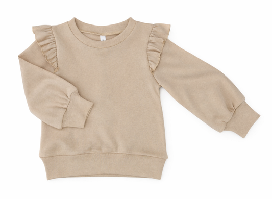ML Kids Ruffle Shoulder Sweater-Ivory