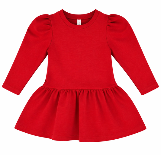 ML Kids Peplum L/S Dress-Red