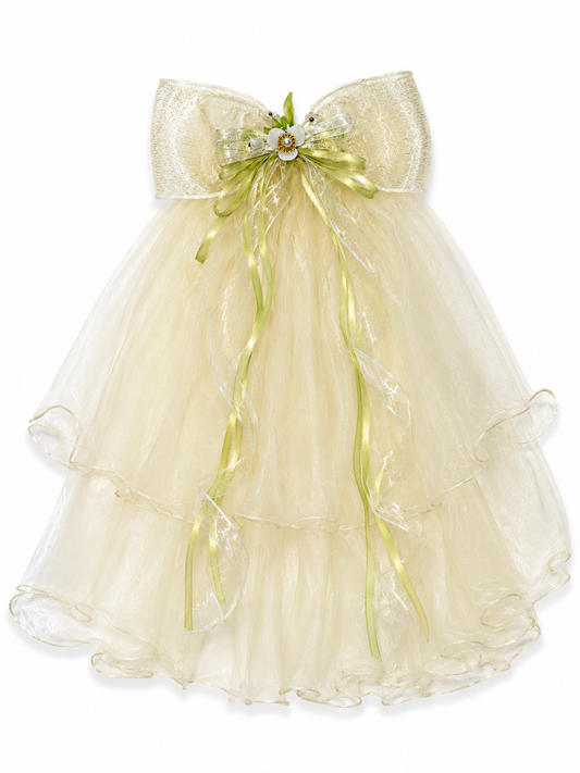 ML Kids Enchanted Storybook Yellow and Green Flower Hair Clip with Veil
