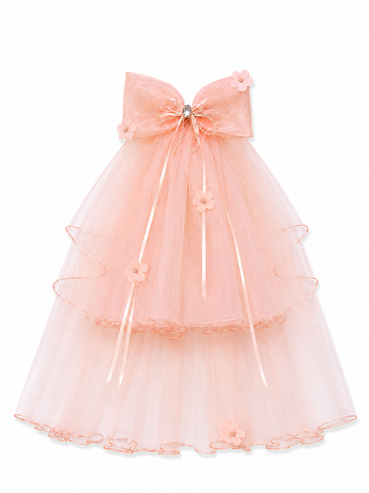ML Kids Enchanted Storybook Pink Flower Hair Clip with Veil