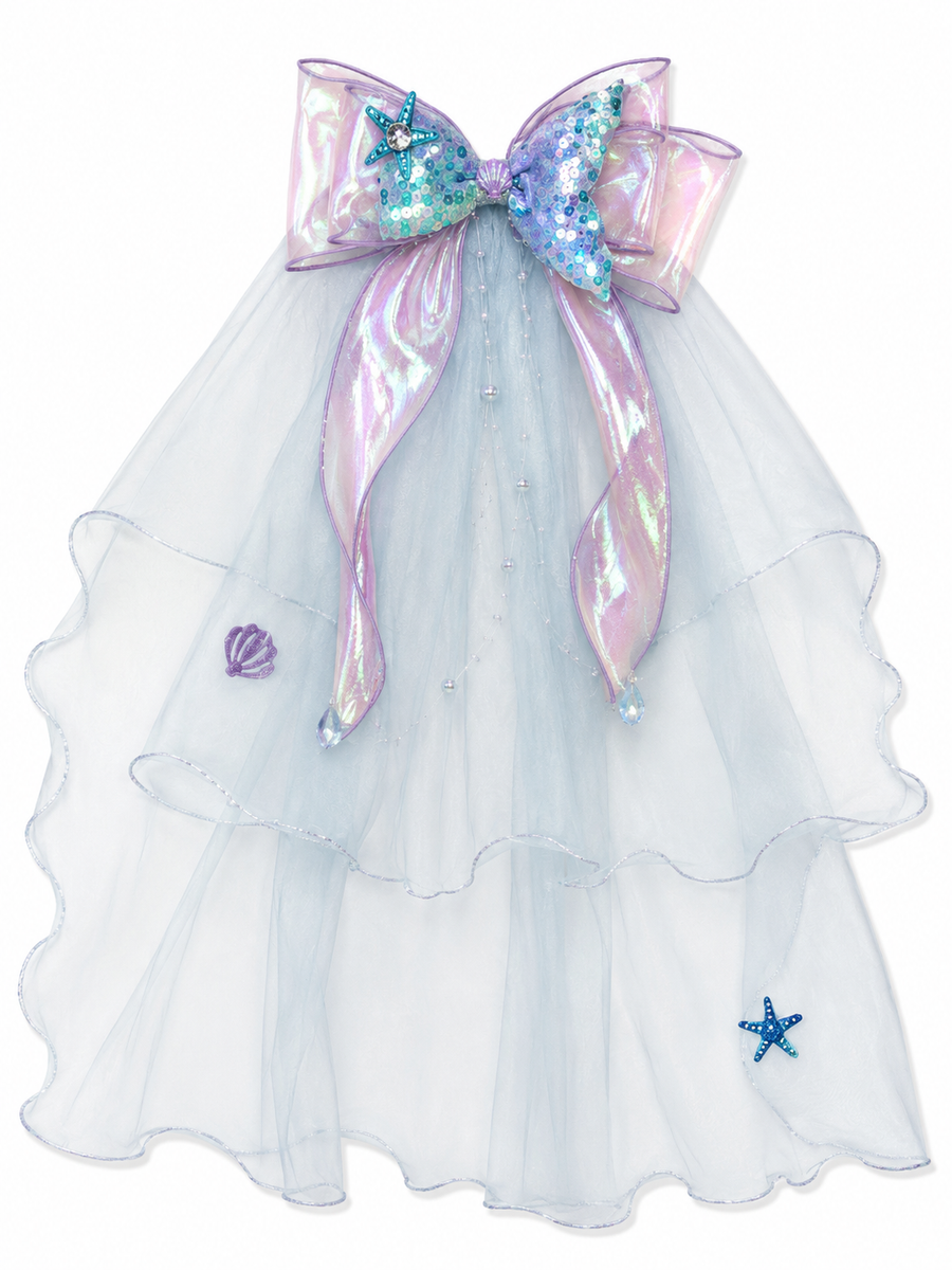 ML Kids Enchanted Storybook Mermaid Tail Hair Clip with Veil