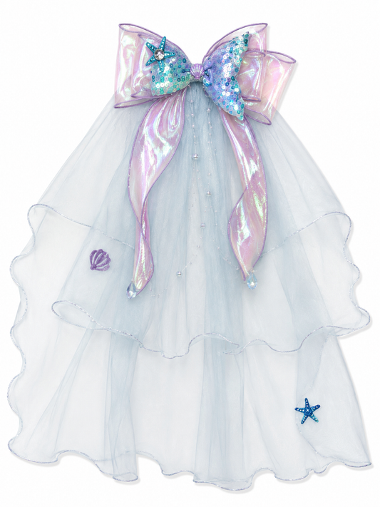 ML Kids Enchanted Storybook Mermaid Tail Hair Clip with Veil