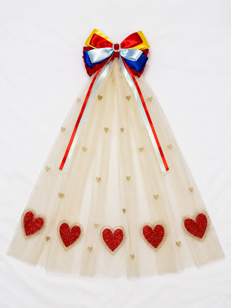 ML Kids Enchanted Storybook Princess Hair Clip with Heart Veil