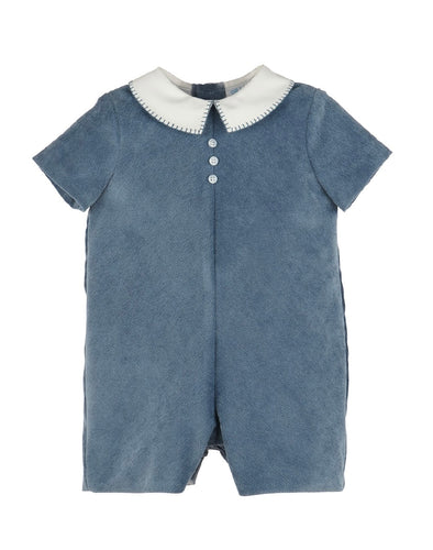 Luli & Me Majestic Cord Romper-Lt. Navy