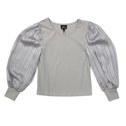 Little Olin Grey Textured Sleeve Top