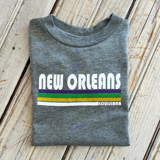 Nolaverse MG NO Stripes Tee-Heather Grey
