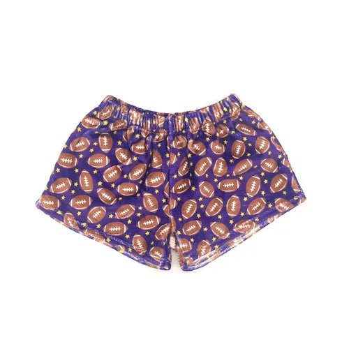 Blended Spirit Football Printed Plush Shorts-Purple/Gold