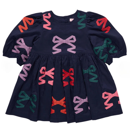 Pink Chicken Brooke Multi Bow Dress-Navy