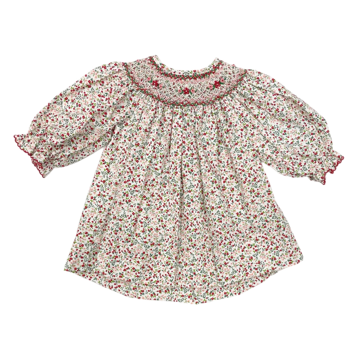 Anavini Red & Pink Holiday Liberty Print L/S Bishop