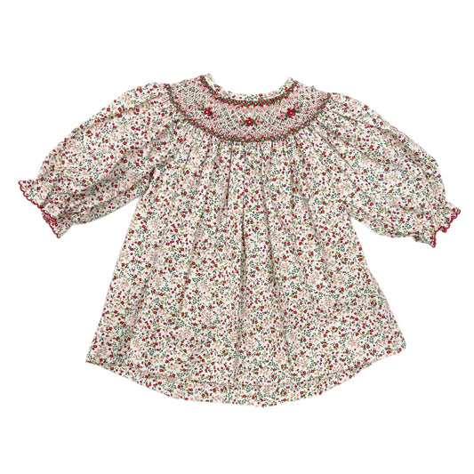 Anavini Red & Pink Holiday Liberty Print L/S Bishop