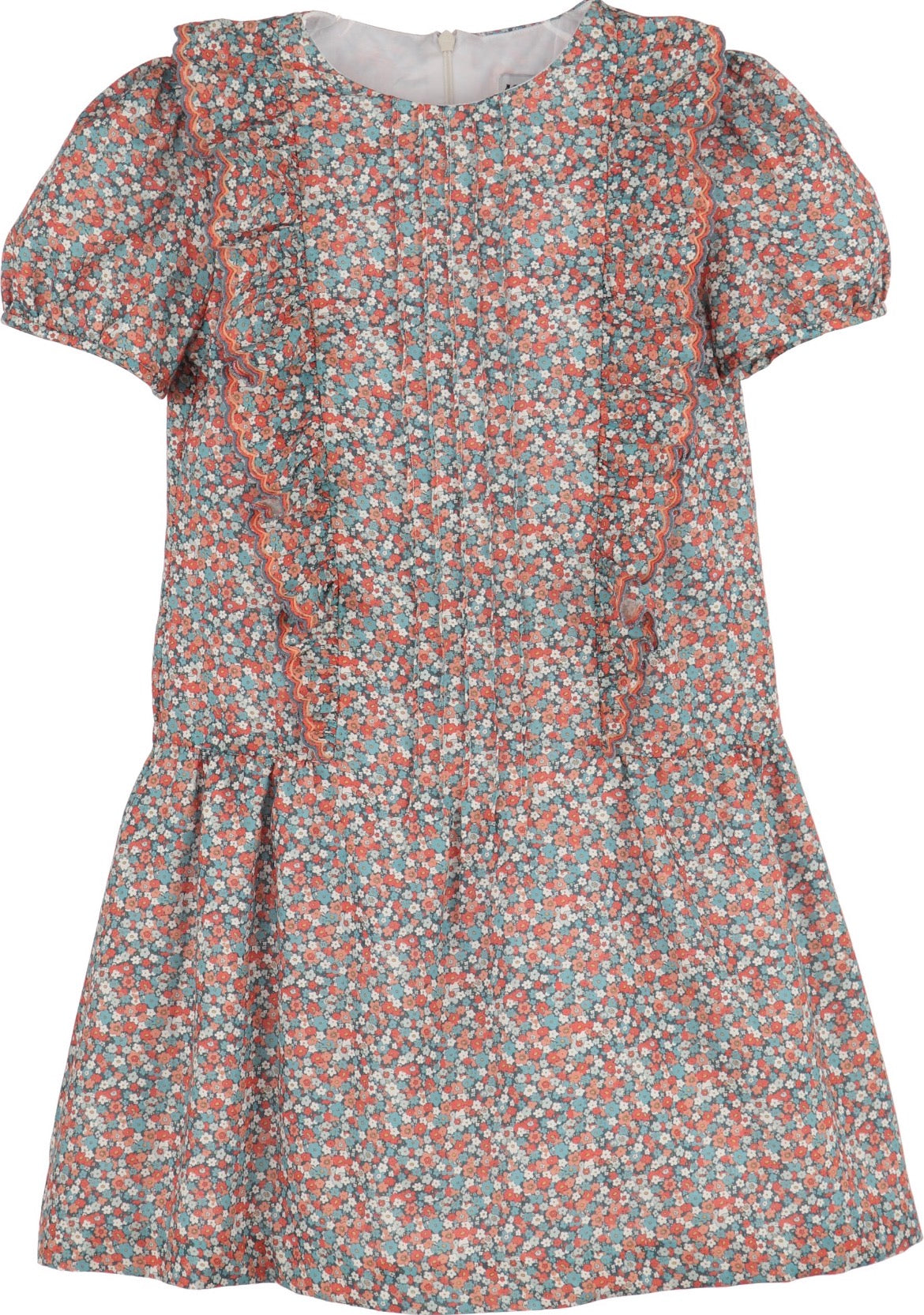 Luli & Me Floral Vintage A Line Dress-Blue