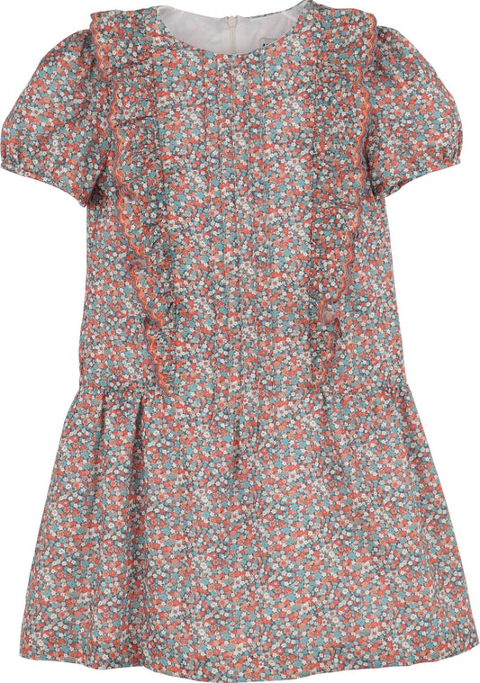 Luli & Me Floral Vintage A Line Dress-Blue