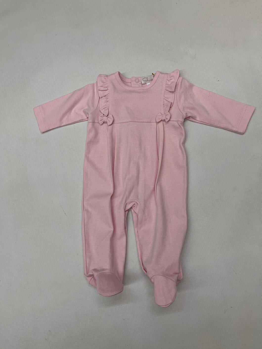 Shimoa Pink Pinafore Footie with Bows