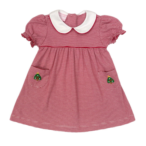 Petit Bebe Red Stripe Knit Tree Pocket Dress
