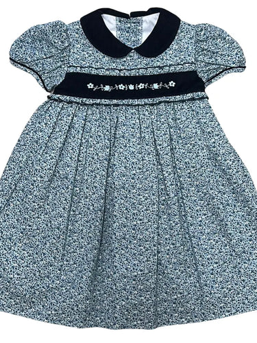 Marco & Lizzy  London Navy Floral Dress w/ Collar