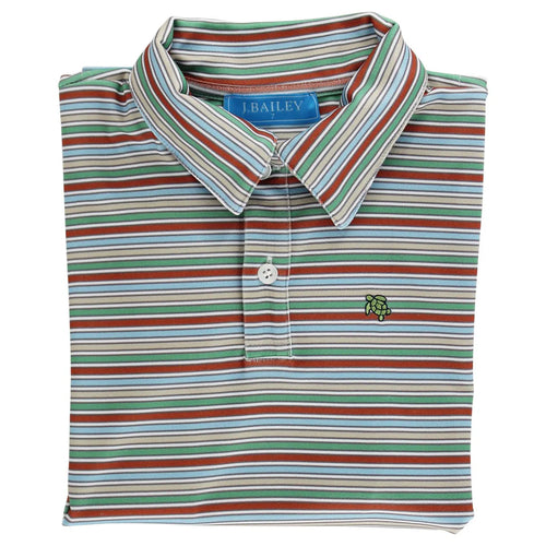 J Bailey L/S Striped Performance Polo-Hazel